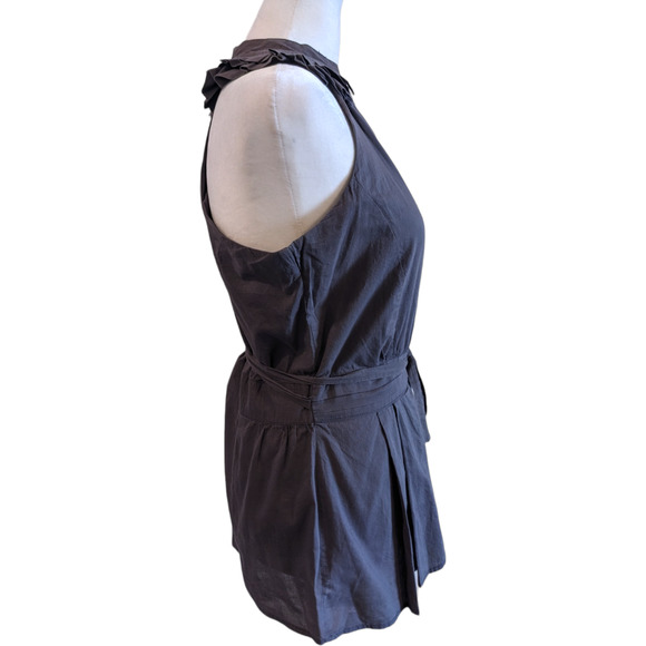 Plains & Prints Pleated Tie Waist Ruffle Top Size 4 - Picture 3 of 5